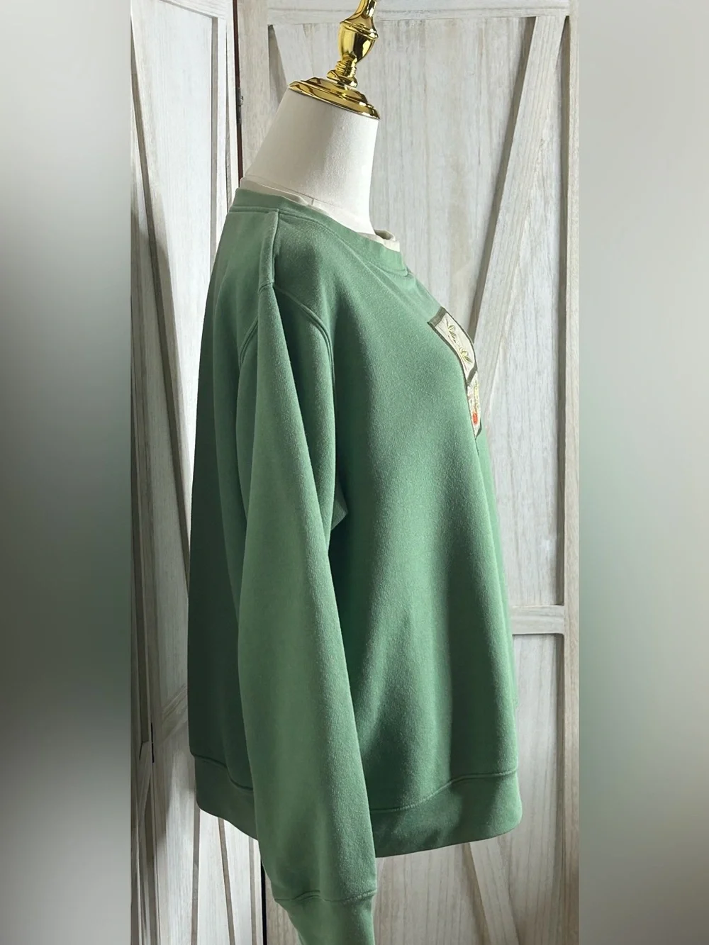 Shenanigans Vintage Green Crewneck Pumpkin Y2K Sweatshirt Grannycore Autumn Sz L